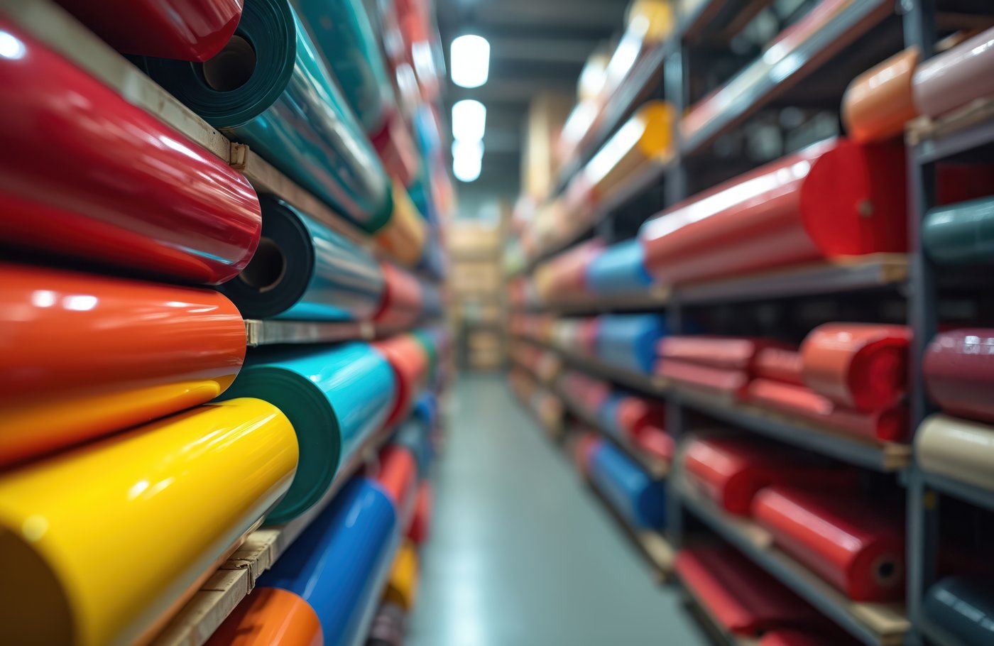 Rolls of cast and calendered vinyl in a range of colours